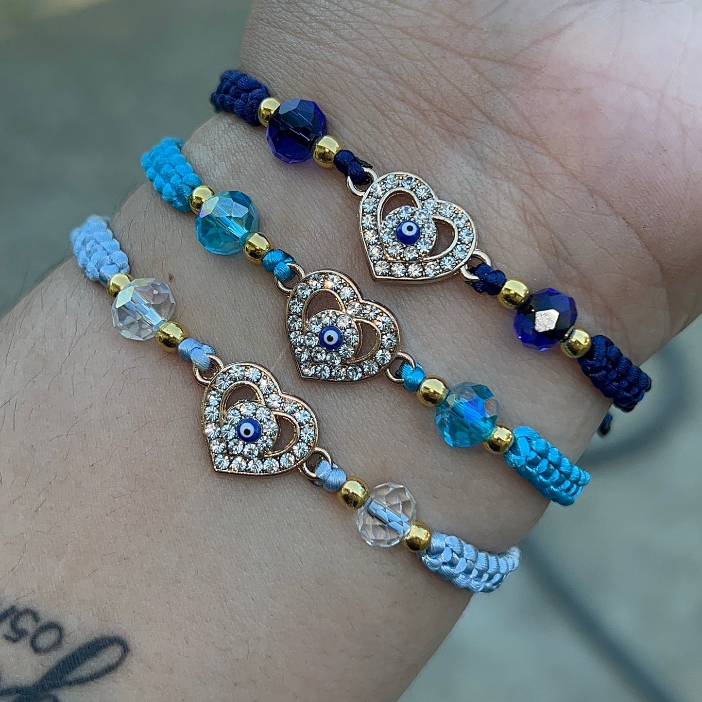 Heart evil eye bracelets🩵