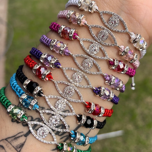 Silver diamond evil eye bracelets🤍
