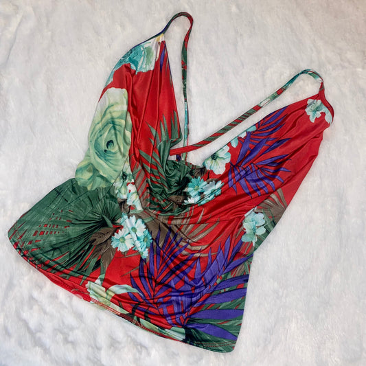 Red Leaf Flowered Top