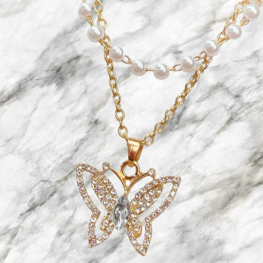 Butterfly pearl necklace🦋